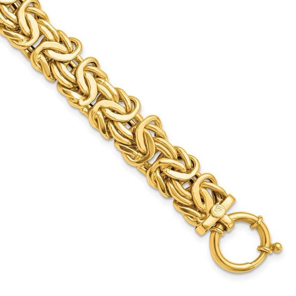 14K Yellow Gold Over Sterling Silver 3.6mm Round Byzantine Link Bracelet – 7.5 Inch
